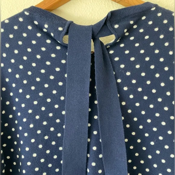 Polo Ralph Lauren Women’s CrewNeck Navy&White Polka Dot Sweater w/Backbow Size M - Picture 8 of 13